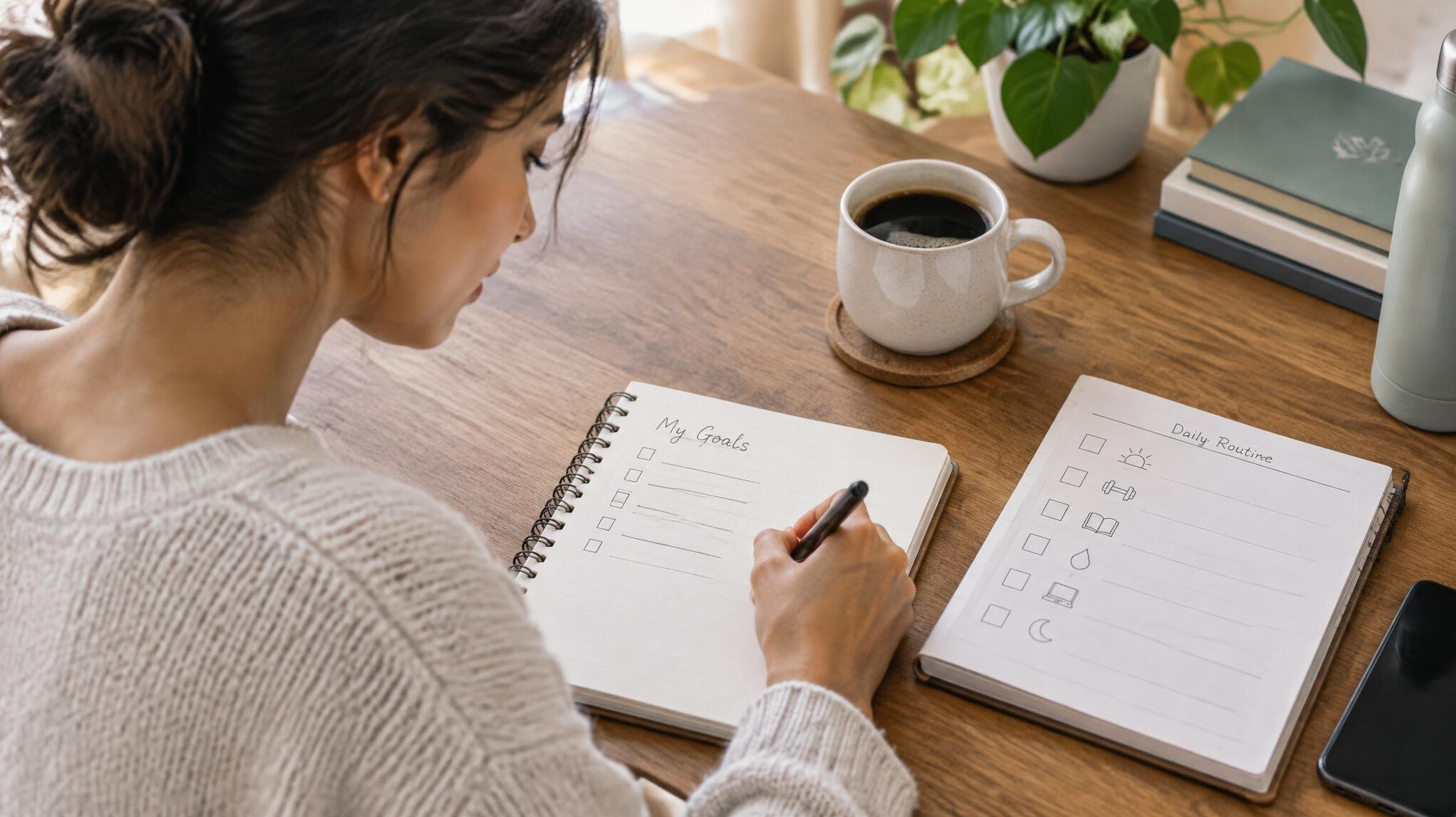 woman writing in notebook
